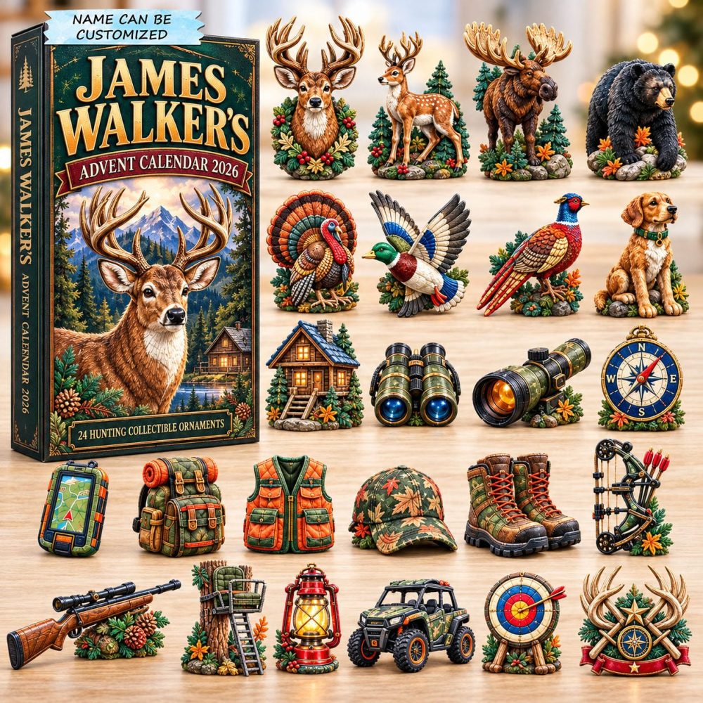 Deer Hunting Adventure Advent Calendar 2026 — 24-Day Acrylic Charm Set For Whitetail Fans, Lodge & Trophy Decor