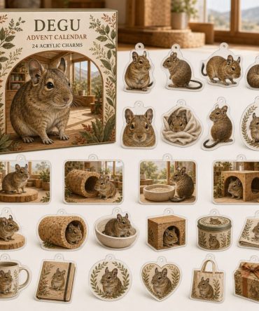 Degu Holiday Countdown Collection — 24 Mini Acrylic Charms For Advent, Small Pet Lovers, Ornaments & Gift Giving