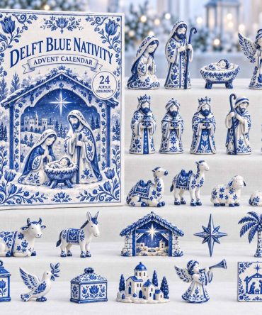2026 Delft Blue Nativity Advent - 24 Delft-Style Acrylic Charms, Classic Blue & White Countdown Calendar, Elegant Christmas Keepsake Gift