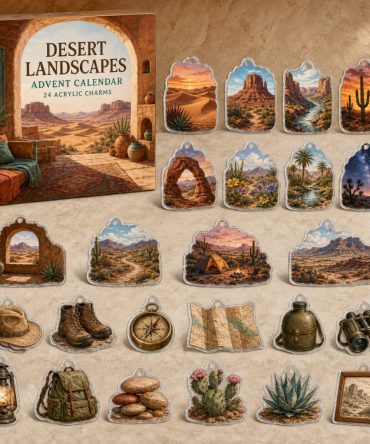24-Day Desert Landscapes Charm Countdown — Acrylic Dune, Cactus & Oasis Mini Charms For Desert Lovers, Explorer Gift Set