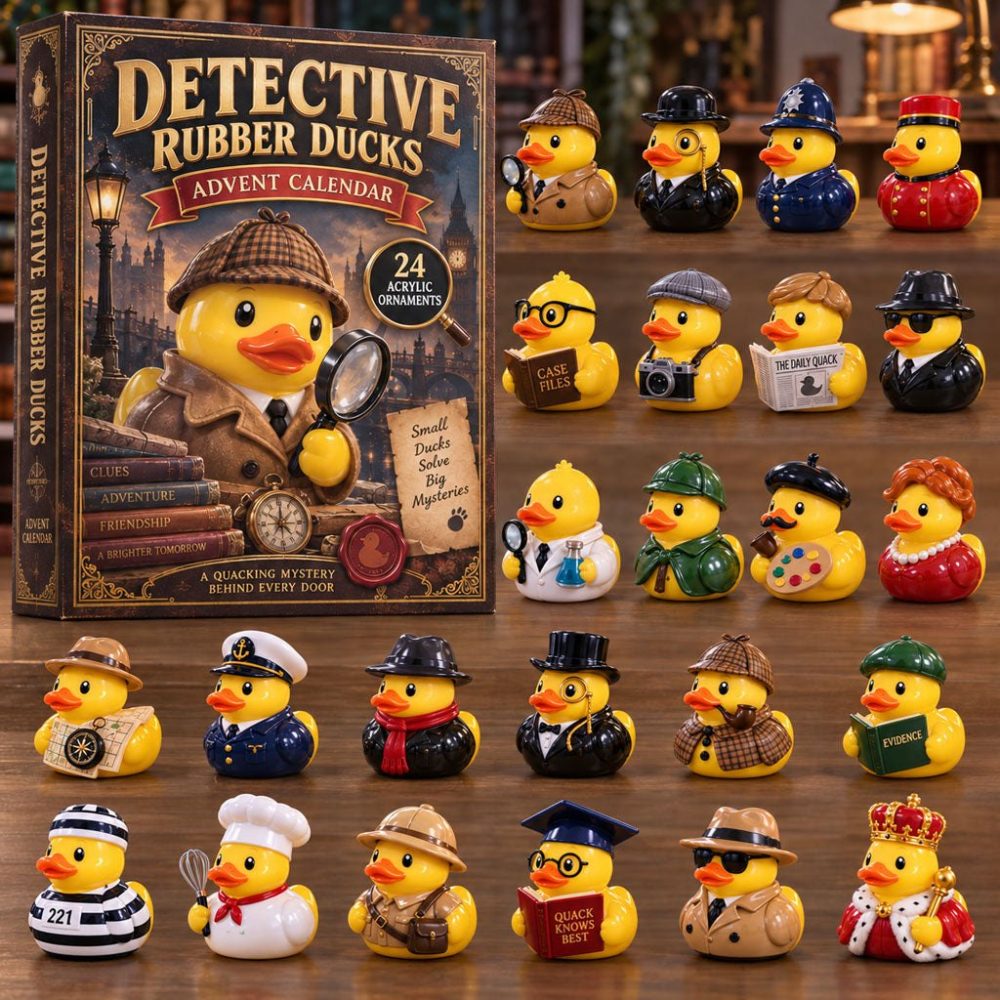 Detective Rubber Duck Advent Calendar 2026 — 24 Mystery Flock Acrylic Charms, Whimsical Countdown Gift For Kids & Collectors