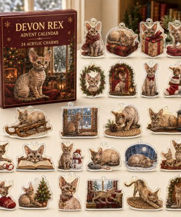 Devon Rex Holiday Advent Calendar With 24 Acrylic Charms — Limited-Edition Cat Lover Gift & Winter Collectible Set