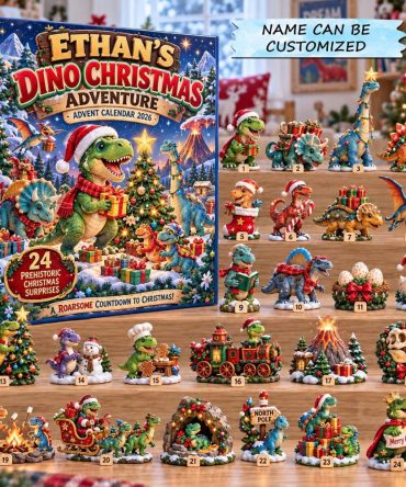 Dino Christmas Adventure 24-Day Countdown 2026 — Acrylic Festive Dino Charms, Holiday Gift For Kids & Dino Collectors