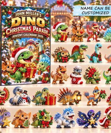 Festive Dino Christmas Parade Countdown 2026 — 24 Acrylic Dino Charms, Colorful Hanging Advent Display & Perfect Holiday Gift