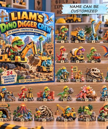 Dino Digger Crew 24-Day 2026 Countdown — Acrylic Excavator & Fossil Charms, Hands-On Gift For Young Paleontologists