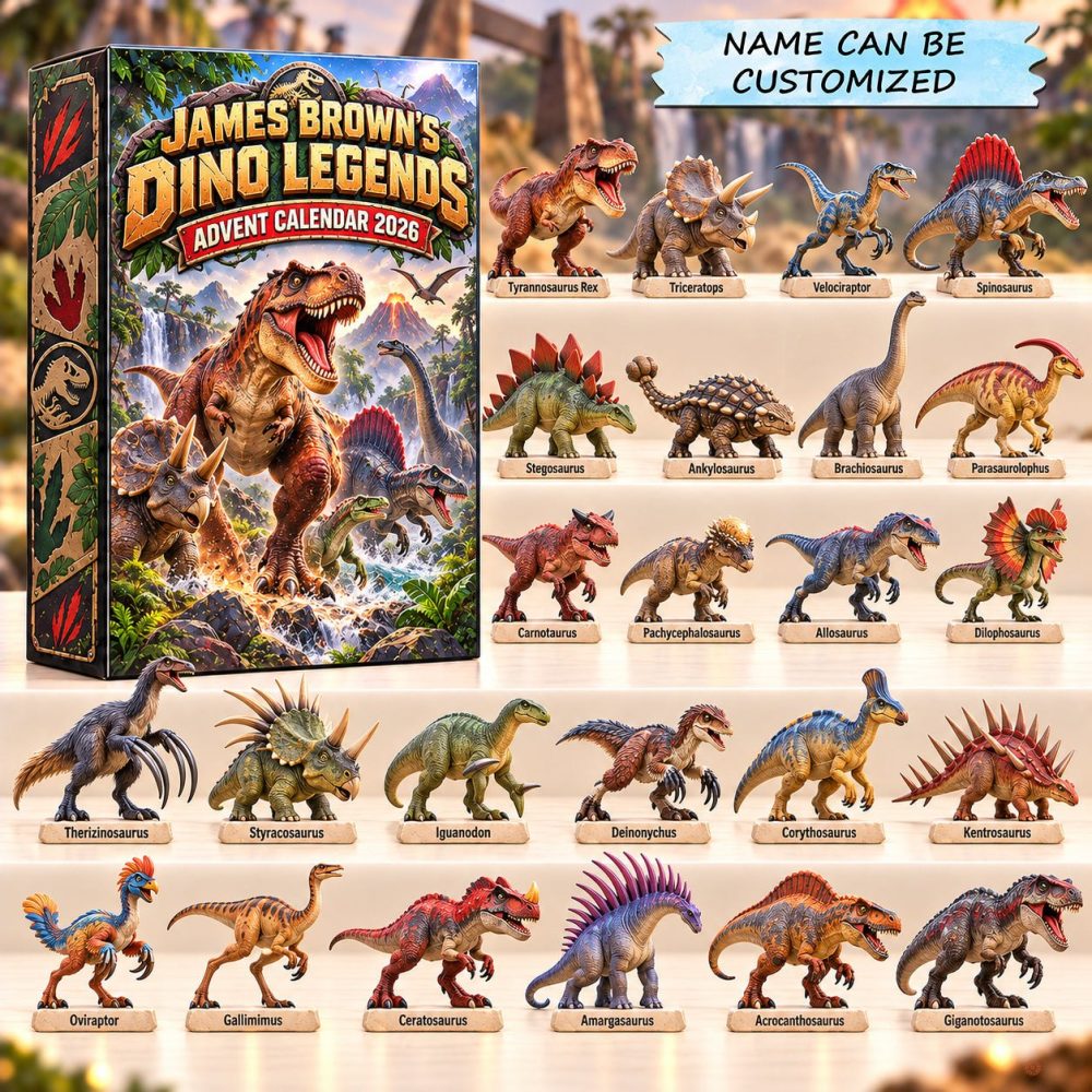 Dinosaur Advent Countdown Calendar 2026 — 24 Magical Days With Acrylic Dino Charms, Hanging Display & Gift-Ready Holiday Decor