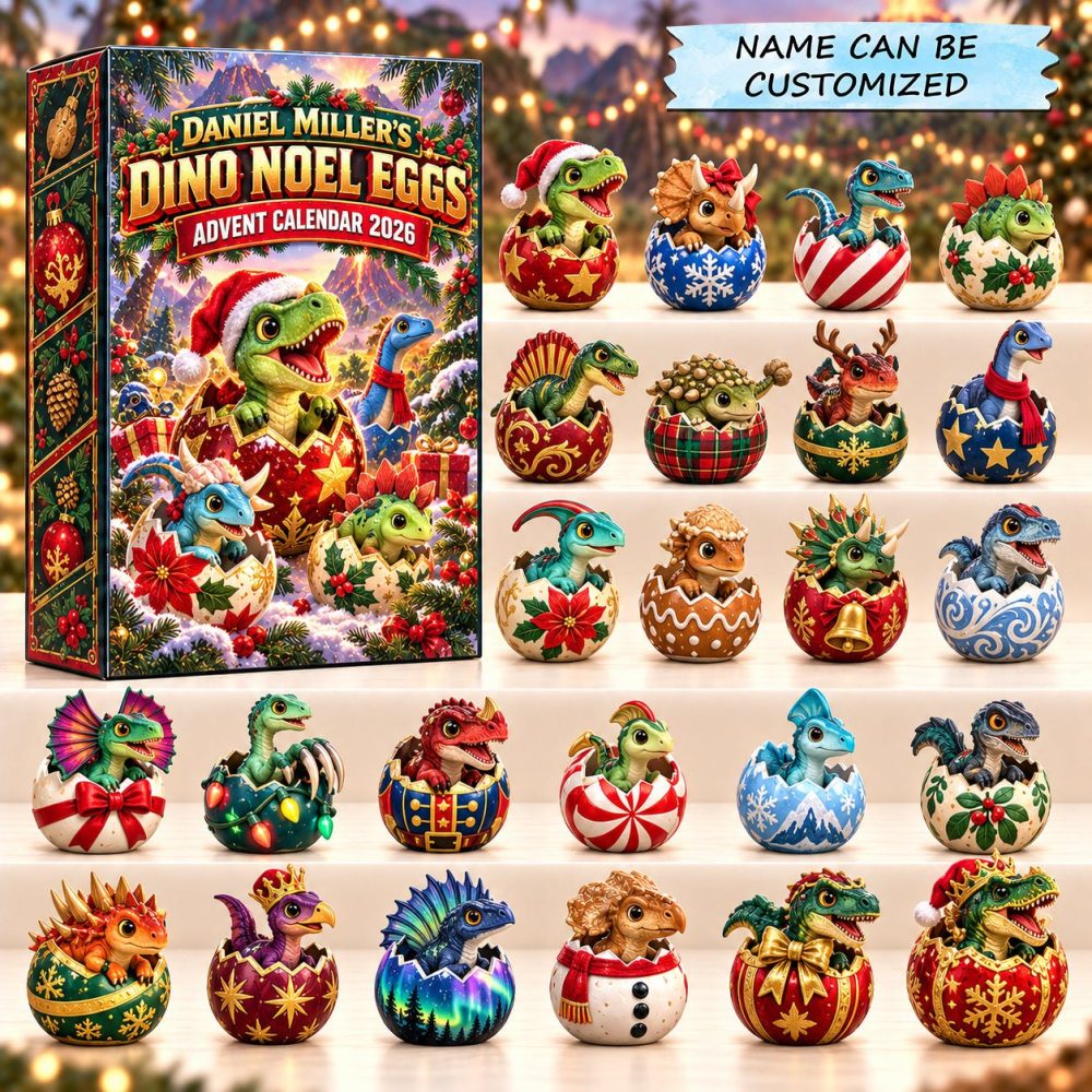 Dino Noel Egg Surprise Advent Calendar 2026 — 24-Day Dinosaur Egg Countdown With Acrylic Dino & Egg Charms, Playful Holiday Gift