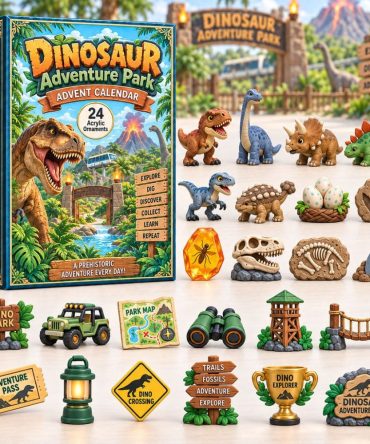 Dinosaur Adventure Park Holiday Countdown 2026 - 24 Prehistoric Acrylic Charms For Kids, Reusable Dino-Themed Gift