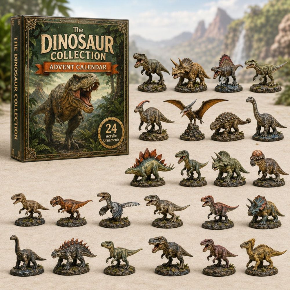 Dinosaur World Realm Advent Calendar 2026 — 24 Prehistoric Acrylic Dino Charms, Epic Countdown For Kids & Collectors