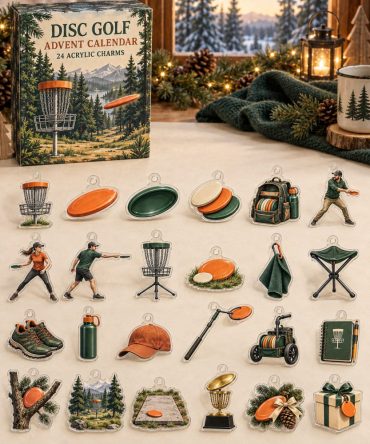 Disc Golf 24-Day Holiday Countdown — Acrylic Disc & Basket Charms For Players, Fans & Unique Stocking Stuffers