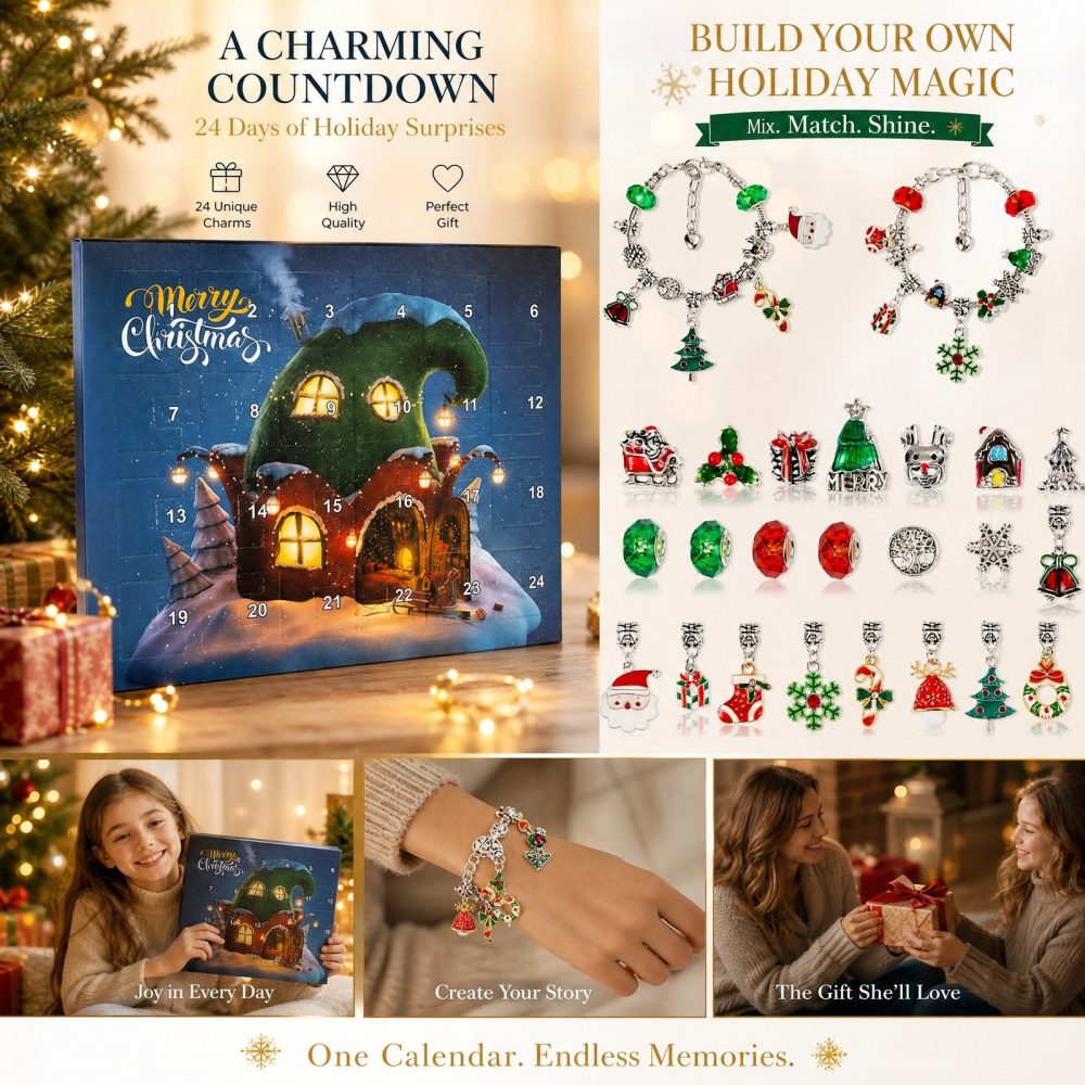 Diy Christmas 24-Day Creative Advent Calendar With 24 Acrylic Charms — 2026 Customizable Holiday Countdown For Crafters & Family Projects