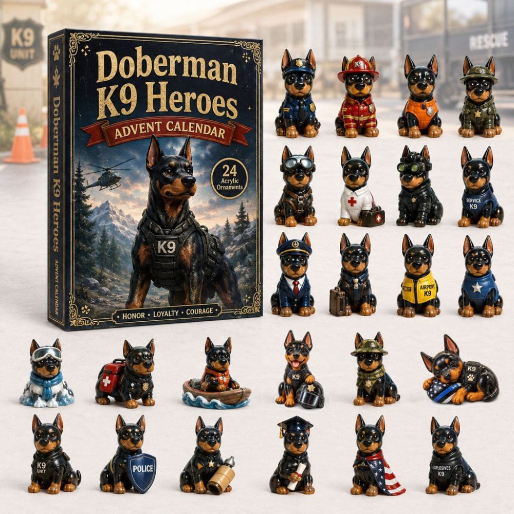 Doberman Career Day Advent Calendar 2026 — 24 Unique Acrylic Job-Themed Doberman Charms, Fun Countdown For Kids & Collectors