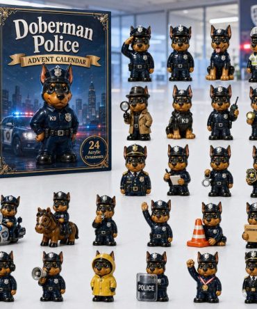 Doberman Police Duty Advent Calendar 2026 — 24-Day Acrylic K9 Charms, Tribute Gift For Police Dog Fans & Handlers