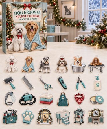 Dog Groomer 24-Piece Acrylic Charm Advent Countdown — Pet Salon-Themed Gift Calendar For Groomers, Dog Lovers & Holiday Surprises