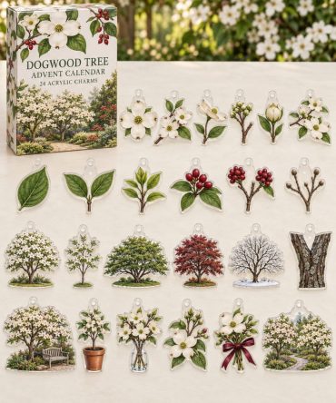 Dogwood Blossom Charm Countdown — 24 Acrylic Floral Charms, Seasonal Advent Calendar Set Perfect For Crafting & Gifts
