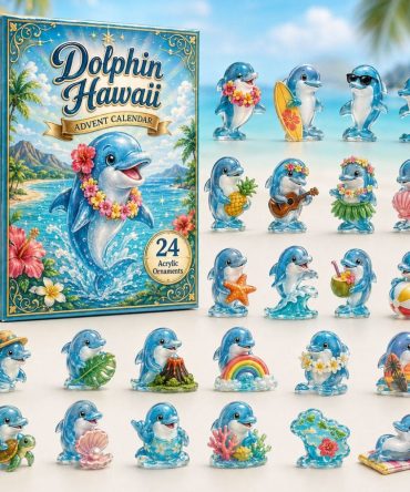 2026 Hawaii Dolphin Ocean Advent Calendar - 24-Day Acrylic Charm Set, Tropical Marine Countdown Gift For Beach Fans