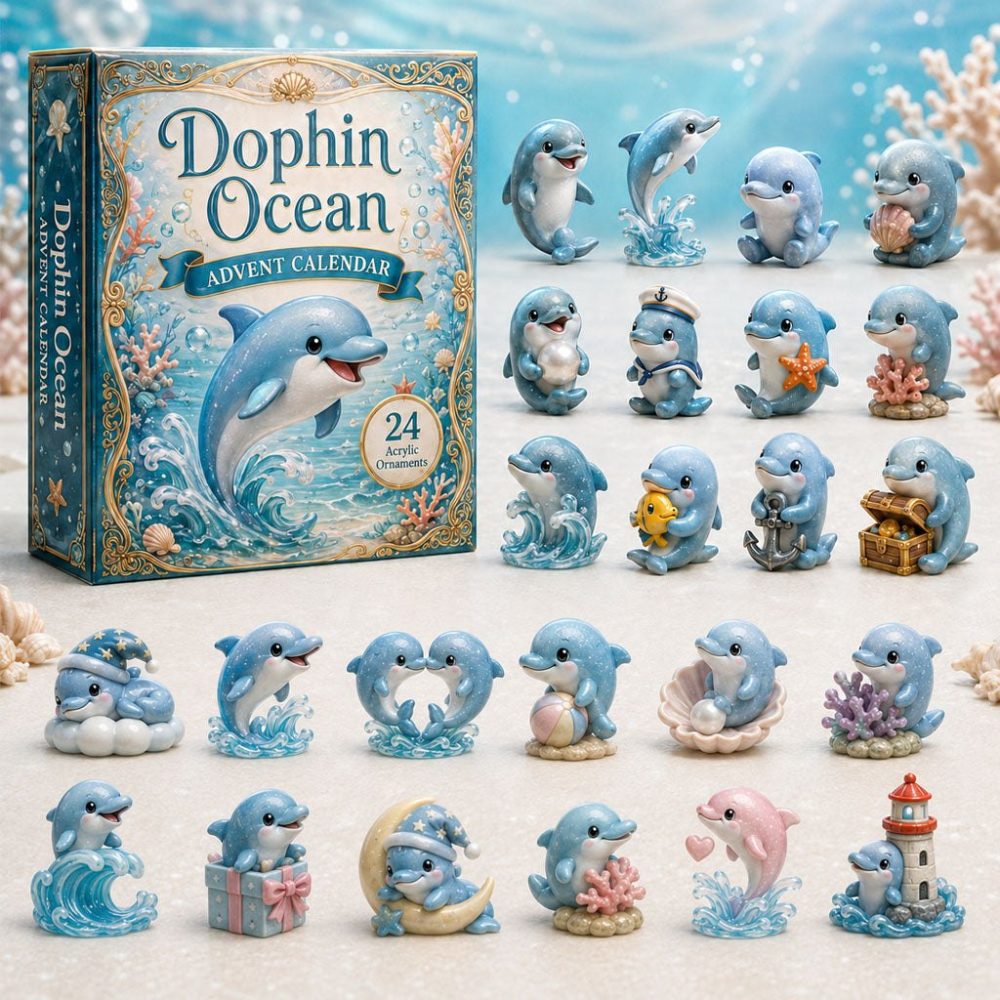 2026 Dolphin Ocean Countdown Calendar - 24-Day Acrylic Charms, Marine Life Advent Gift For Kids And Beach Lovers