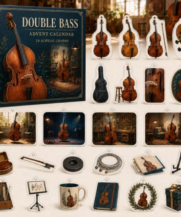 Double Bass Musician Advent Gift Pack — 24 Acrylic Instrument Charms, Ornaments & Countdown Set For Orchestra Players And Music Lovers