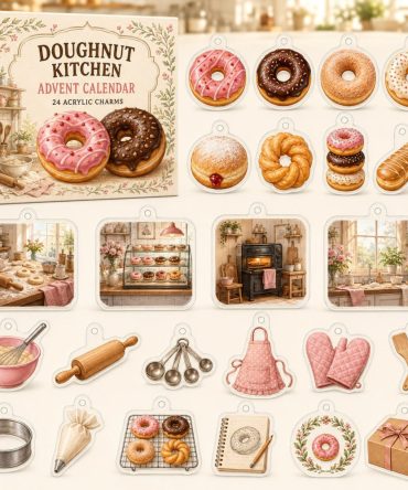 24-Day Acrylic Charm Countdown Celebrating Doughnut Making — Fun Kitchen Charm Set For Bakers, Giftable & Collectible