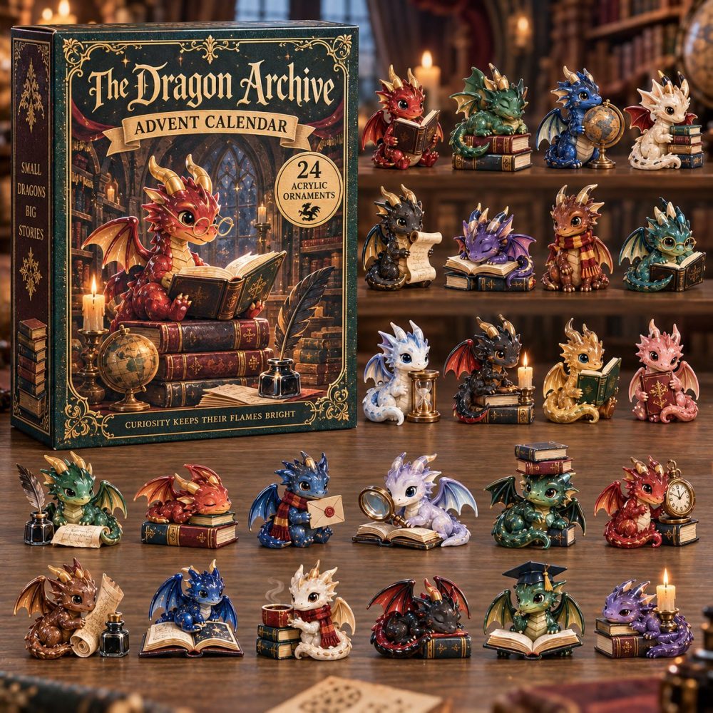 2026 Dragon Archive 24-Day Advent Calendar - Archive-Themed Acrylic Charms, Lore-Inspired Countdown, Collectible Holiday Decor Gift