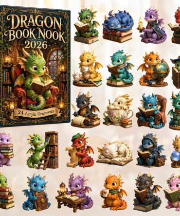 2026 Dragon Book Nook Advent Calendar – 24-Day Acrylic Charms Countdown, Miniature Library & Dragon Keepsakes
