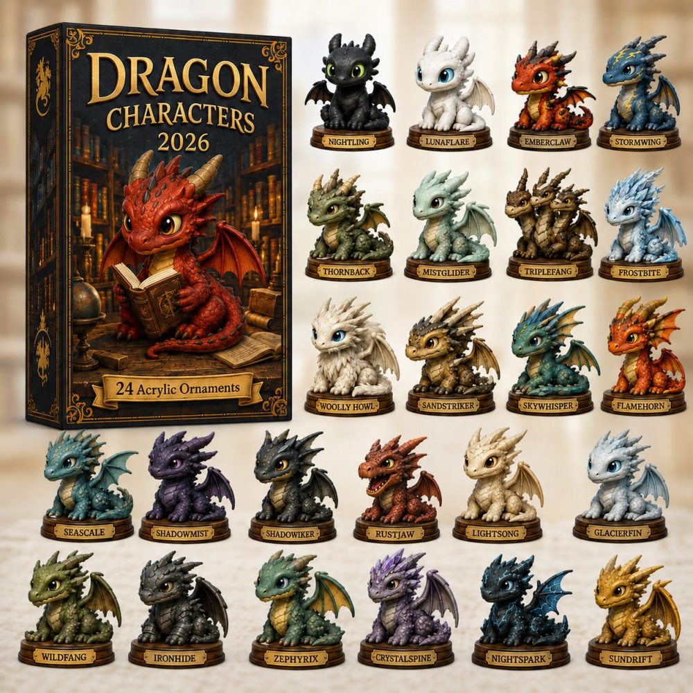 2026 Dragon Characters Advent Calendar – 24-Day Acrylic Charms Countdown, Fantasy Dragon Charm Collectible Series