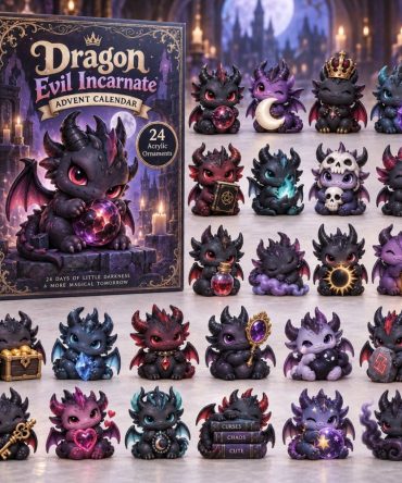2026 Dark Dragon Charm Countdown - 24 Evil Incarnate Acrylic Dragon Charms, Gothic Fantasy Advent Set For Collectors