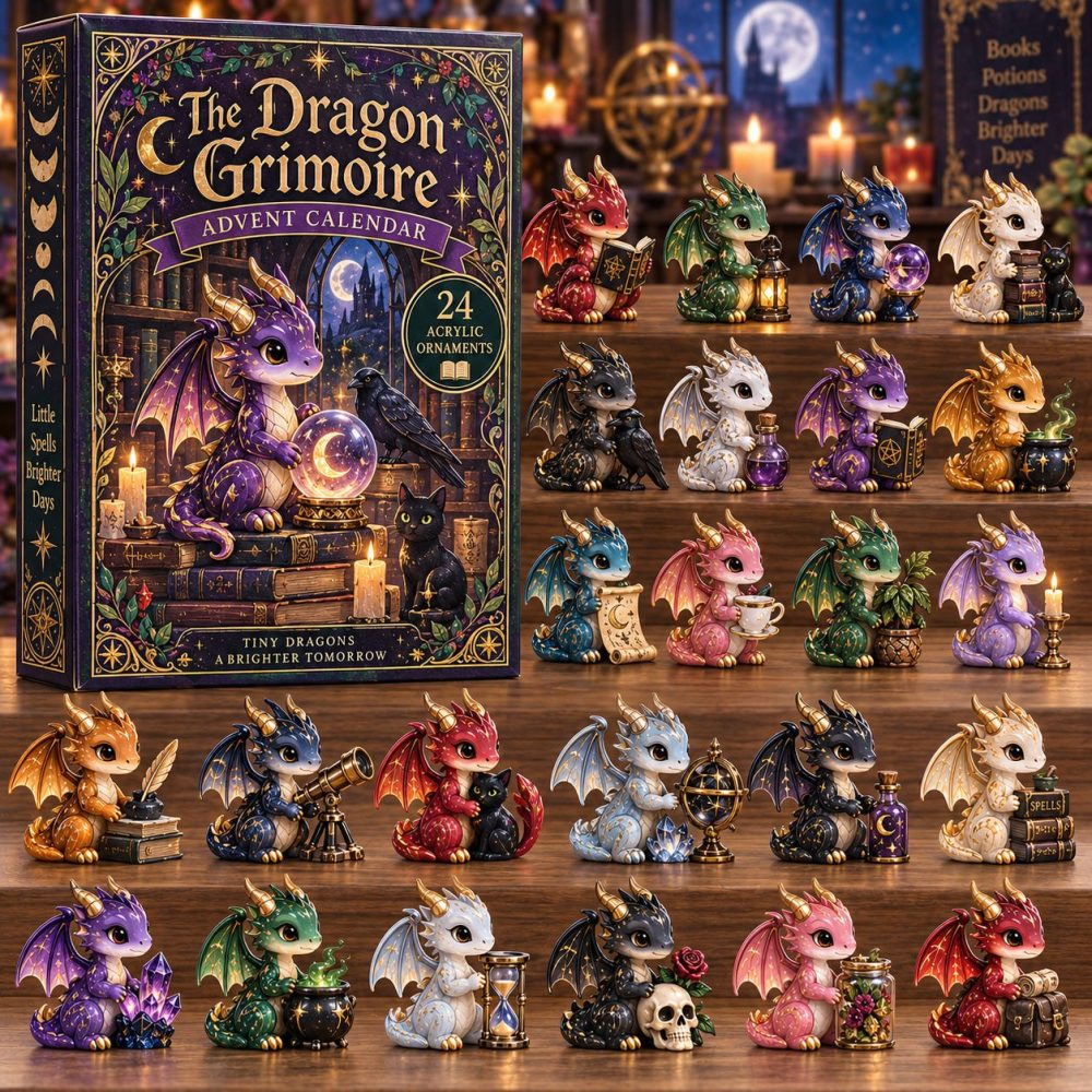 2026 Dragon Grimoire Advent Countdown - 24 Spellbook Acrylic Charms, Magical Collector Calendar, Perfect Fantasy Gift For Enthusiasts