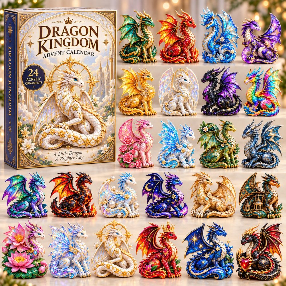 Dragon Land 2026 Holiday Countdown Calendar — 24-Day Acrylic Charm Advent With Fantasy Dragons, Collectible Mythic Ornaments