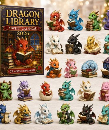 2026 Dragon Library Advent Calendar - 24-Day Acrylic Charm Collector Set, Fantasy Bookish Countdown Gift For Readers