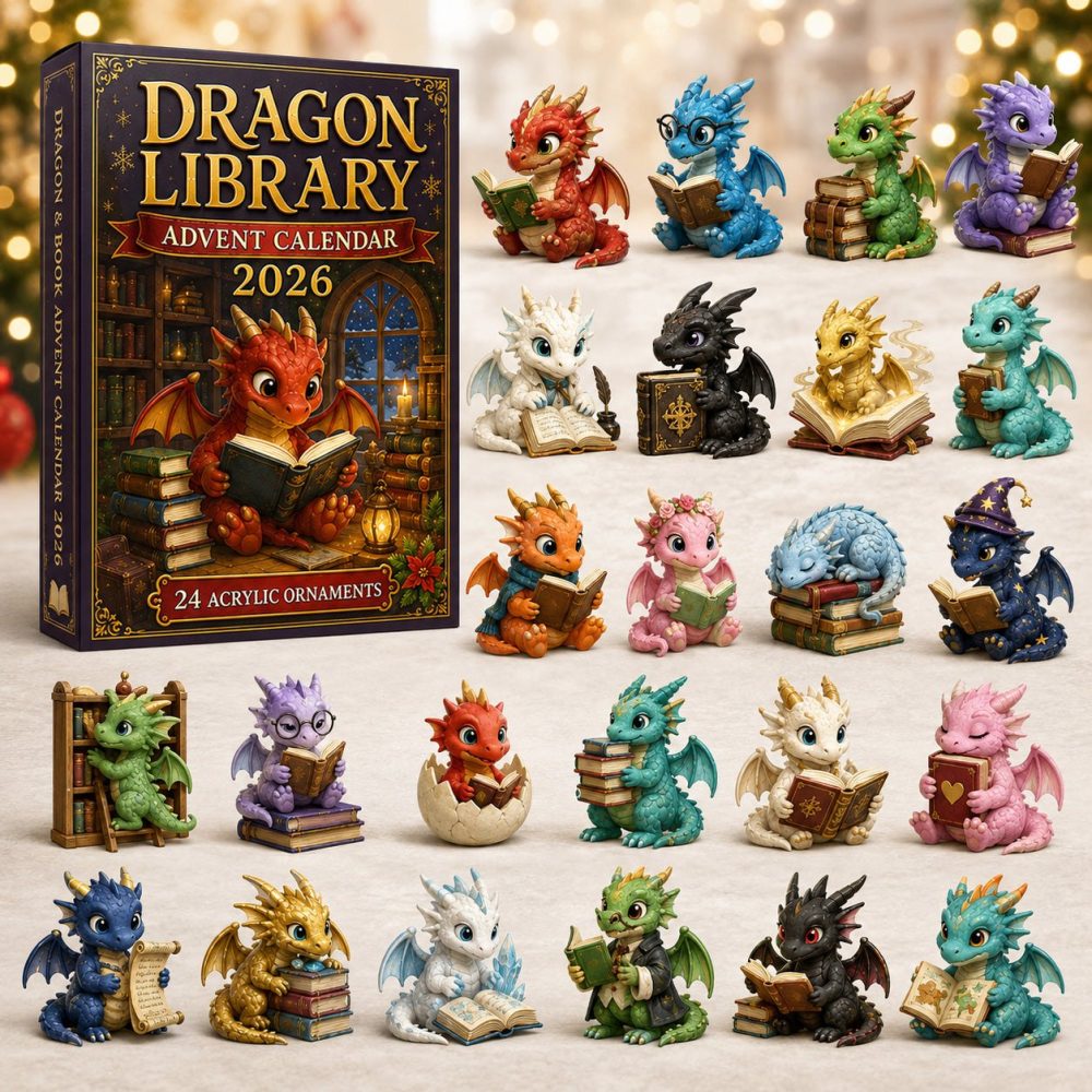 2026 Dragon Library Advent Calendar - 24-Day Acrylic Charm Collector Set, Fantasy Bookish Countdown Gift For Readers