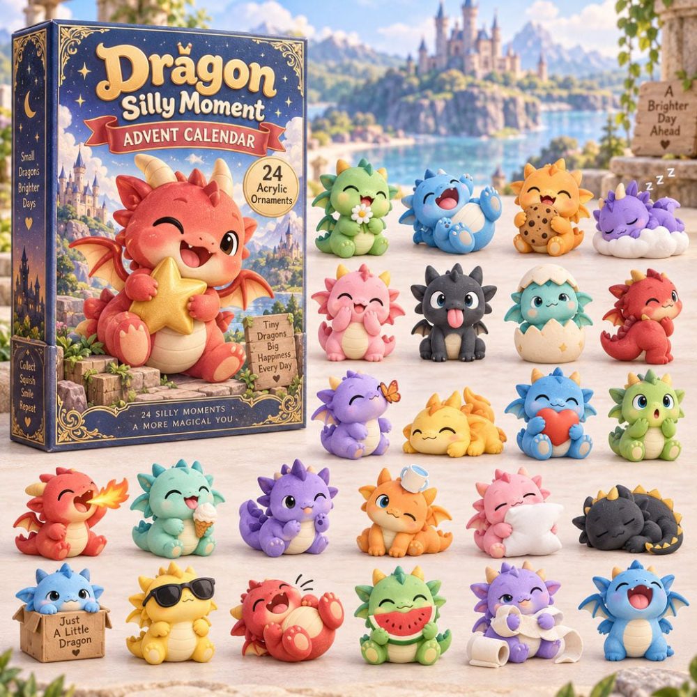 2026 Silly Dragon Moments Charm Countdown - 24 Whimsical Acrylic Dragon Surprises, Fun Holiday Advent For Kids & Collectors