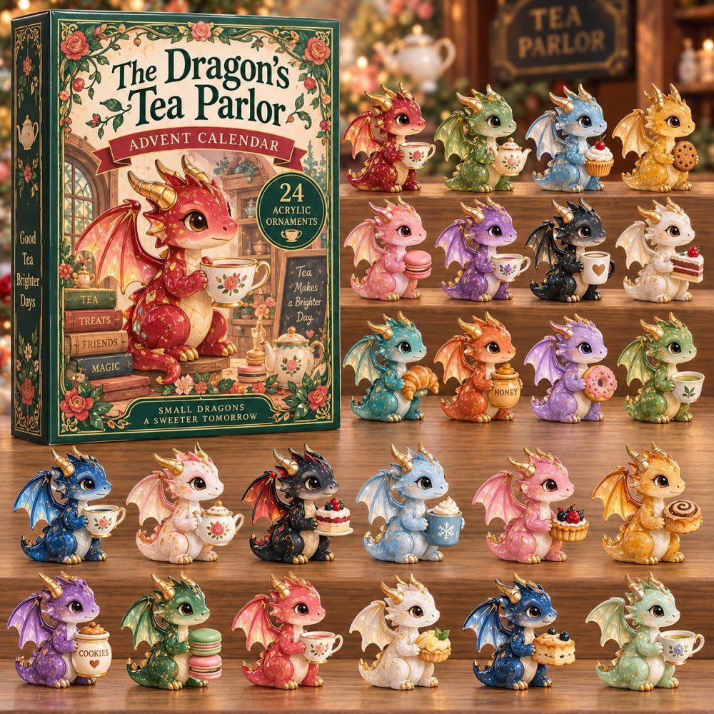 2026 Dragon Tea Parlor Advent - 24 Tea-Themed Acrylic Charms, Elegant Countdown Calendar, Collectible Asian Tea Room Inspired Gift