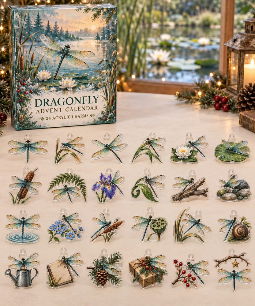 Dragonfly Delight Holiday Countdown — 24 Elegant Acrylic Dragonfly Charms, Nature-Inspired Advent Set Perfect For Gifts & Decor