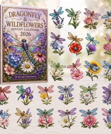 Dragonfly & Wildflowers Countdown Calendar 2026 - 24-Day Acrylic Charms, Botanical Advent Gift For Nature Lovers & Gardeners