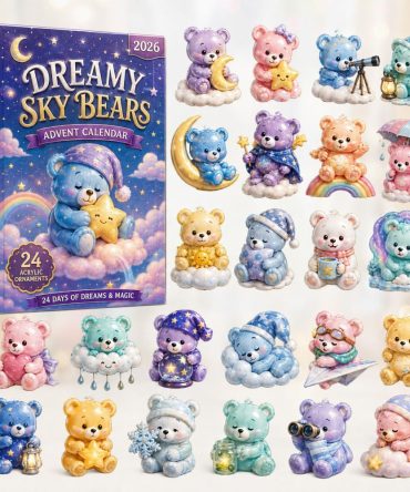 Dreamy Sky Bears Countdown Calendar 2026 - 24-Day Acrylic Charms, Whimsical Bear Advent Gift For Kids, Cozy Bedroom Decor