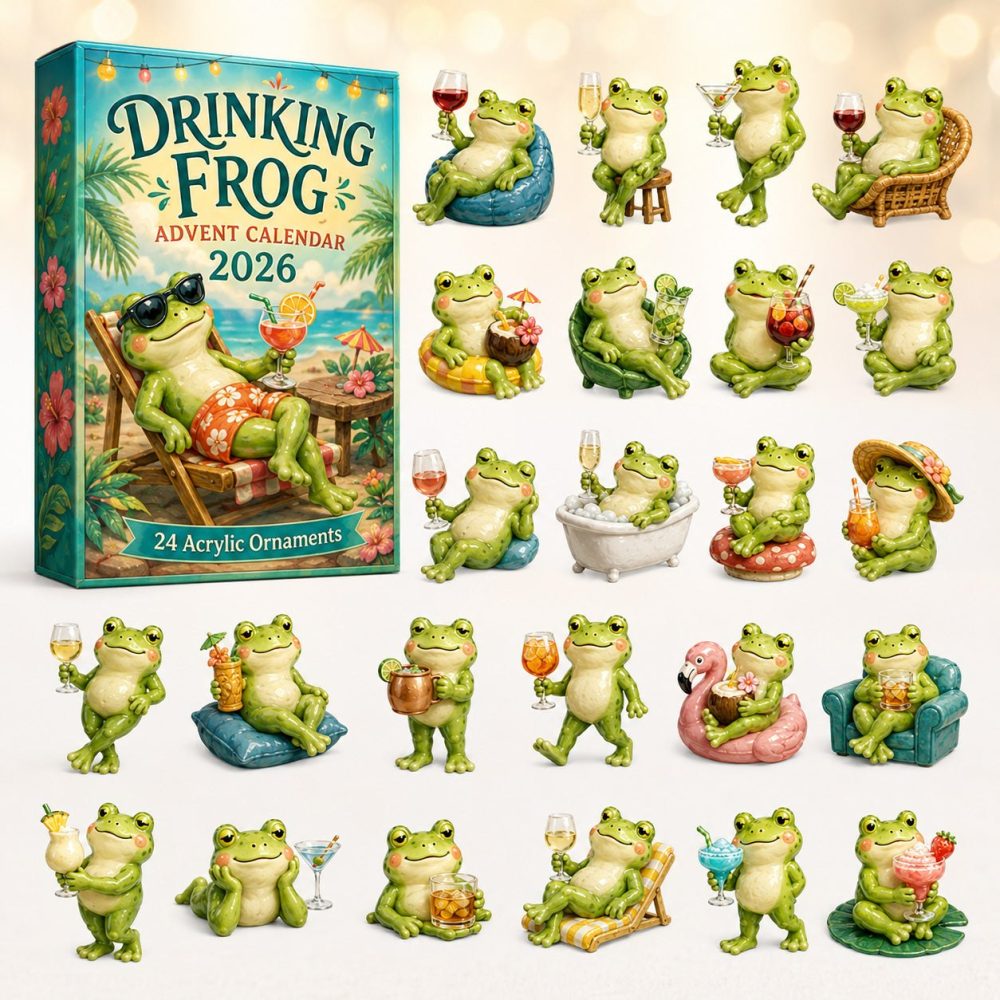 Drinking Frog Party Countdown Calendar 2026 - 24-Day Acrylic Charms, Funny Frog-Themed Advent Gift For Party Lovers & Bar Decor