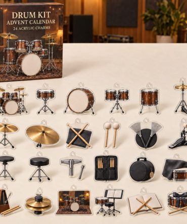 Drummer'S Holiday Countdown - 24 Acrylic Drum & Percussion Mini Charms In Gift Advent Box, Perfect Gifts For Drummers & Music Fans