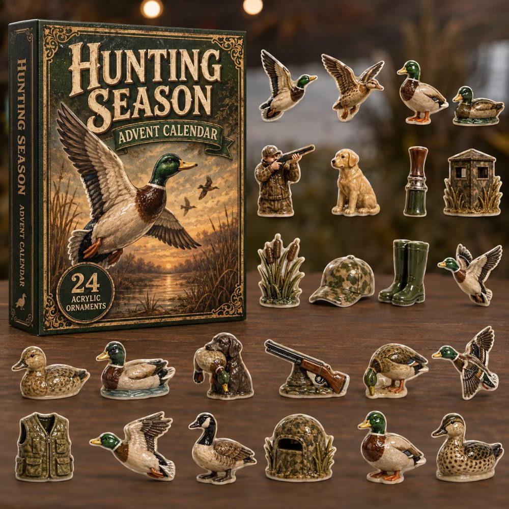 2026 Mallard Hunting Season Countdown - 24-Day Acrylic Charm Advent, Rustic Outdoorsman Gift For Hunters