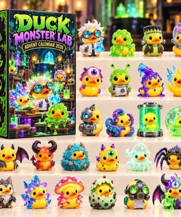 Mad Scientist Duck Lab 24-Day 2026 Advent — Quirky Acrylic Monster & Duck Lab Charms With Display For Fun Holiday Science Play