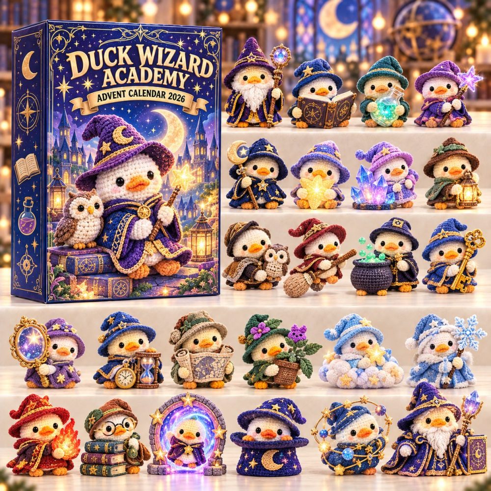 2026 Duck Wizard Academy Countdown Calendar — 24 Magical Acrylic Duck Charms, Fantasy-Themed Advent Gift For Kids & Fans