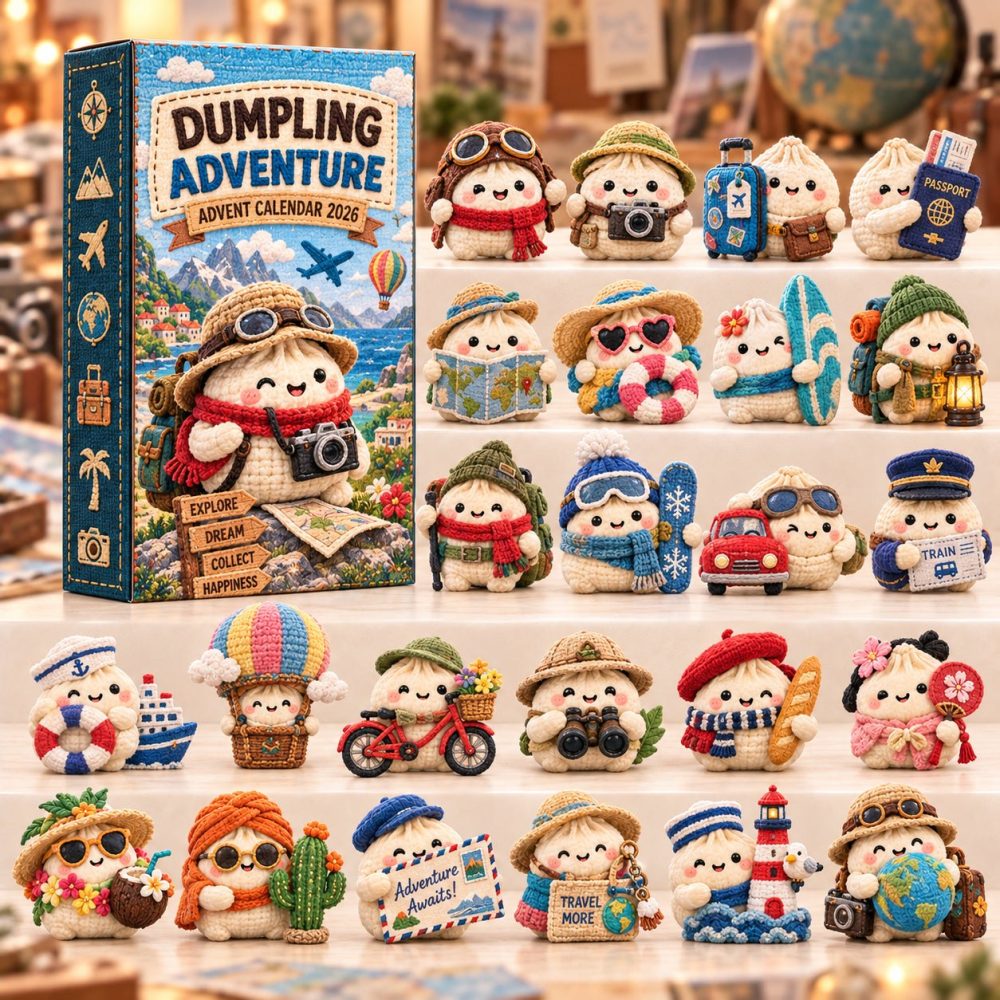 Dumpling Adventure Explorer Calendar — 24-Day Travel & Adventure-Themed Acrylic Charm Countdown For Kids & Collectors