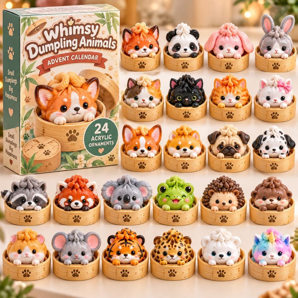 24 Dumpling Animals Advent Calendar 2026 — Collectible Acrylic Animal Charms Countdown, Perfect Holiday Gift For Kids