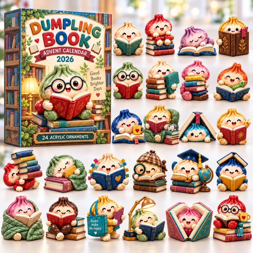 Dumpling Book Lover Advent Calendar - 24-Day Acrylic Charm Collection, Cozy Reading & Holiday Countdown Gift For Foodies
