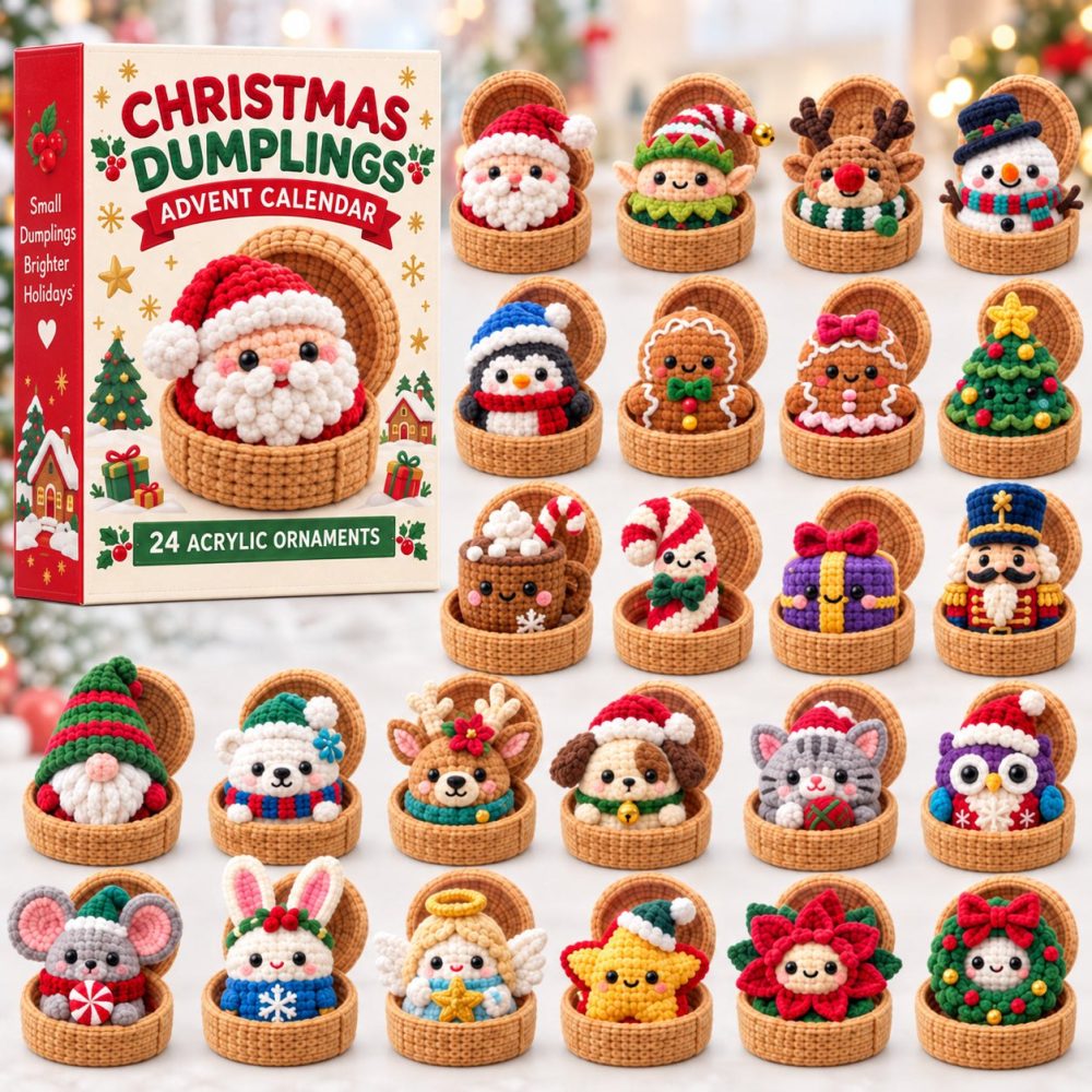 Dumpling Christmas Countdown Collection — 24 Festive Acrylic Charms Advent Calendar For Merry Holiday Decorating & Gift Giving