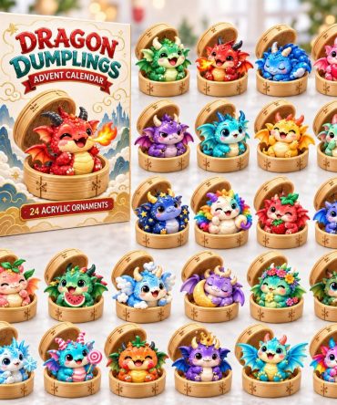 Dumpling Dragon Holiday Countdown — 24-Day Mythical-Themed Acrylic Charm Advent Calendar For Fantasy Fans & Collectors
