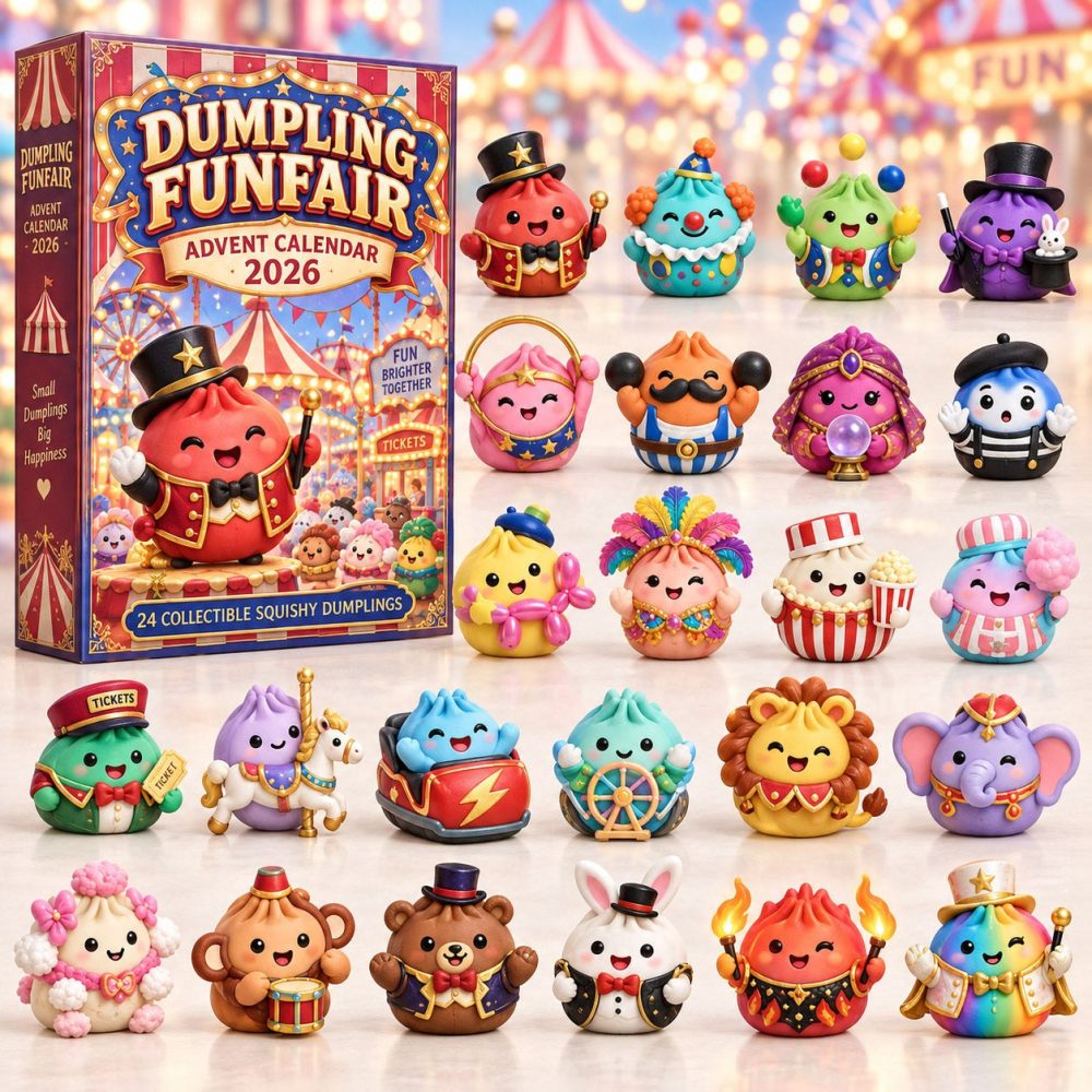 Dumpling Funfair Festive Countdown 2026 — 24-Day Advent Calendar With Carnival Acrylic Charms, Playful Holiday Set
