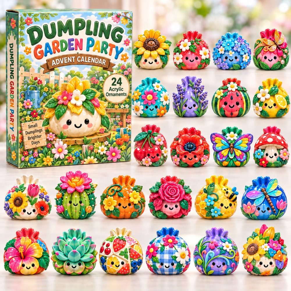 Dumpling Garden Party Advent Calendar 2026 — 24-Day Whimsical Acrylic Dumpling & Garden Charm Set For Foodie Celebrations
