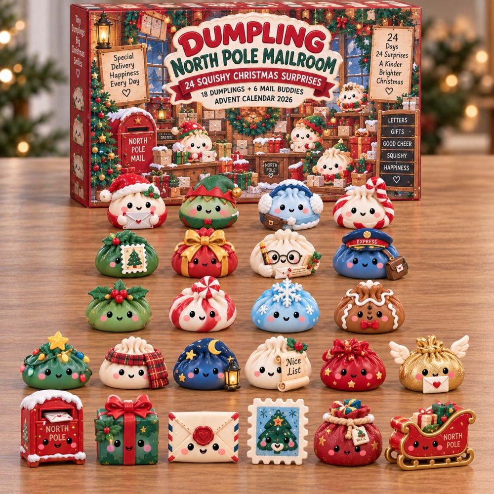 Dumpling North Pole 2026 Holiday Countdown Calendar — 24-Day Acrylic Charm Advent With Cute Dumpling Characters & Festive Icons
