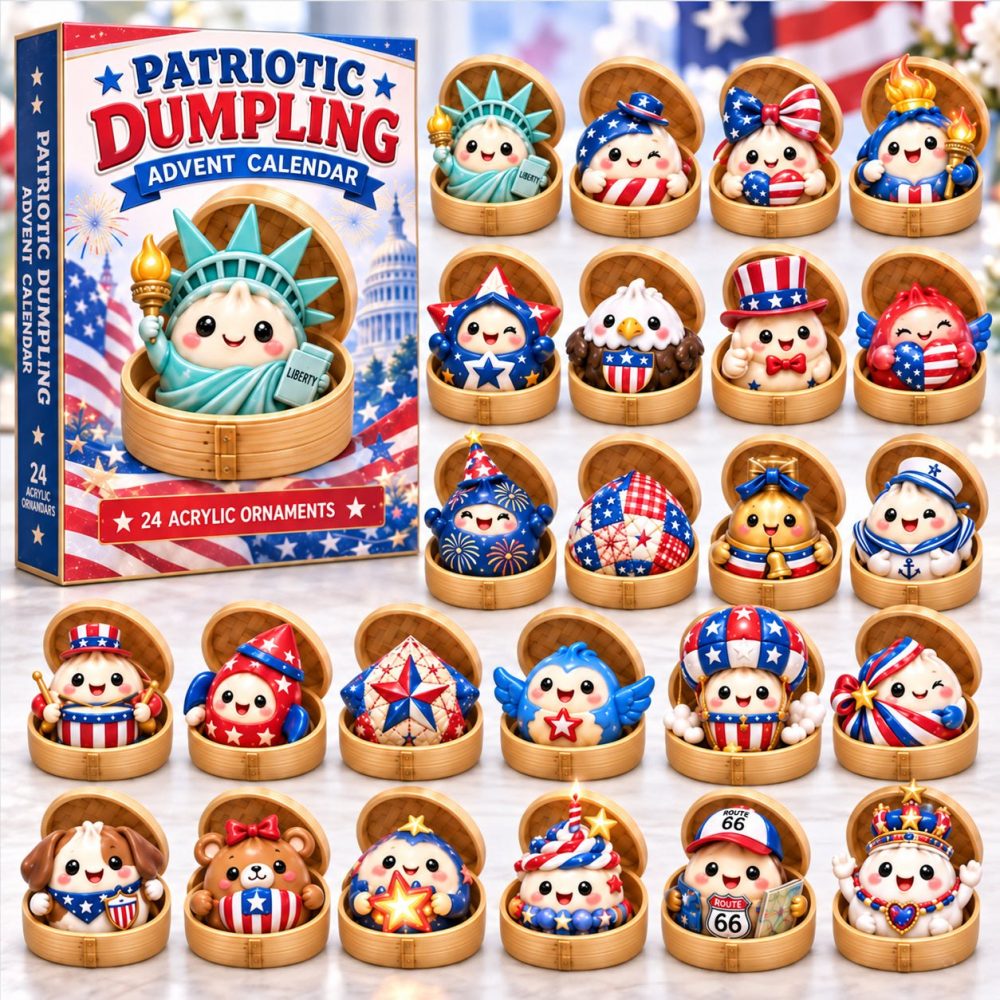 Patriotic Dumpling Countdown Calendar — 24-Day Americana Acrylic Charms For Holiday Celebrations, Gifts & Collector Displays
